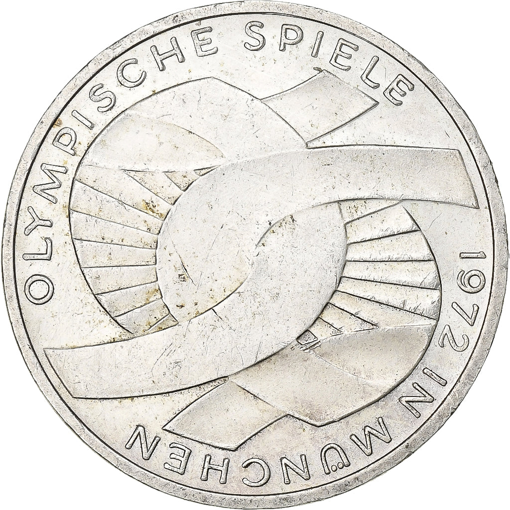 GERMANY - FEDERAL REPUBLIC, 10 Mark, 1972, Stuttgart, Silver, AU(50-53), KM:131