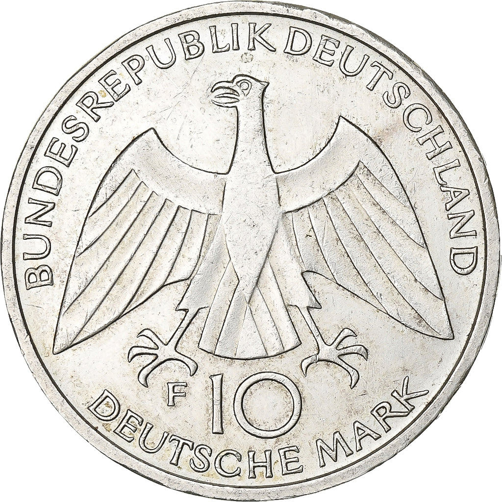 GERMANY - FEDERAL REPUBLIC, 10 Mark, 1972, Stuttgart, Silver, AU(50-53), KM:131