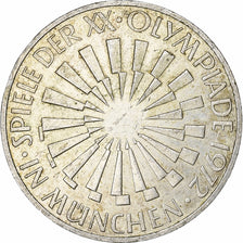 GERMANY - FEDERAL REPUBLIC, 10 Mark, 1972, Hamburg, Silver, AU(50-53), KM:134.1