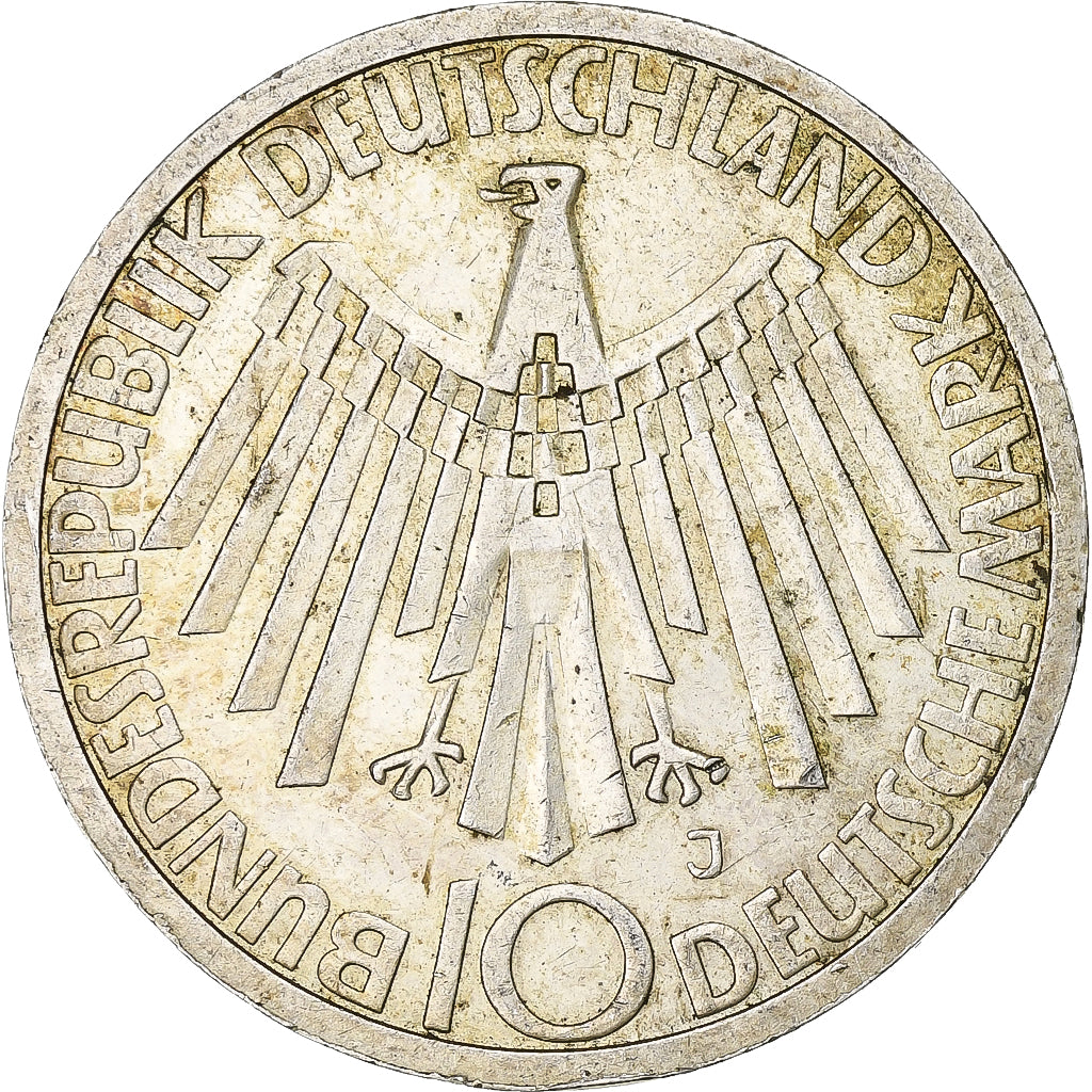 GERMANY - FEDERAL REPUBLIC, 10 Mark, 1972, Hamburg, Silver, AU(50-53), KM:134.1
