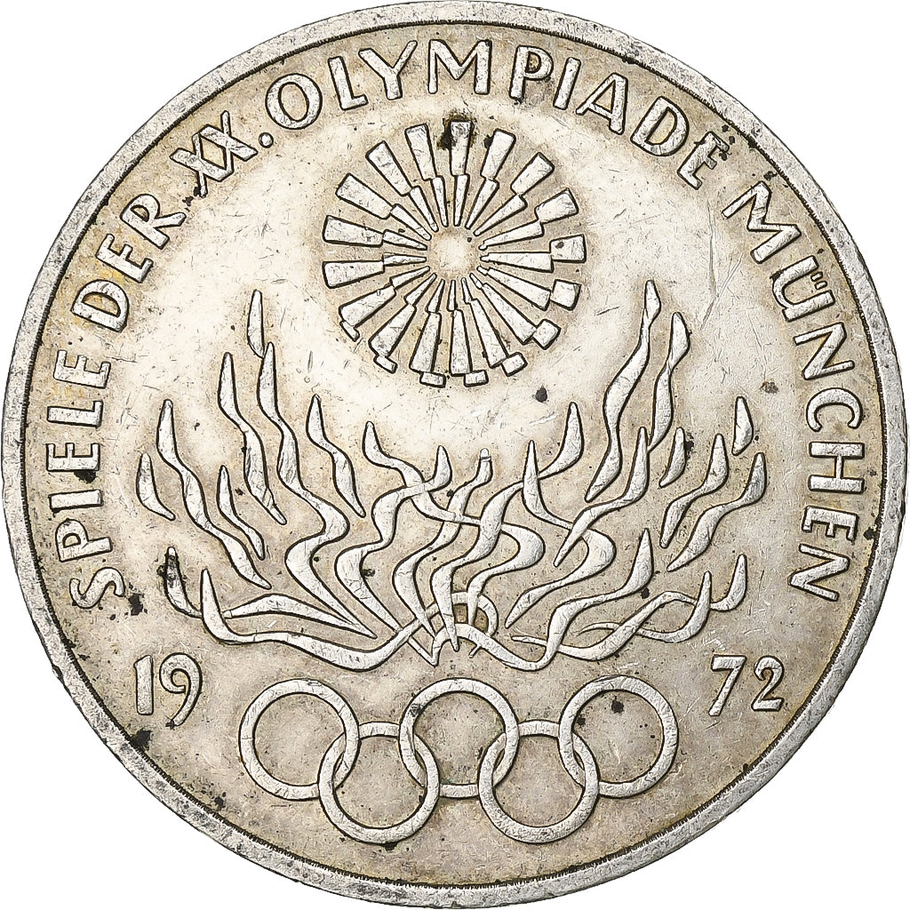 GERMANY - FEDERAL REPUBLIC, 10 Mark, 1972, Hamburg, Silver, AU(50-53), KM:135
