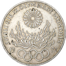 GERMANY - FEDERAL REPUBLIC, 10 Mark, 1972, Hamburg, Silver, AU(50-53), KM:135