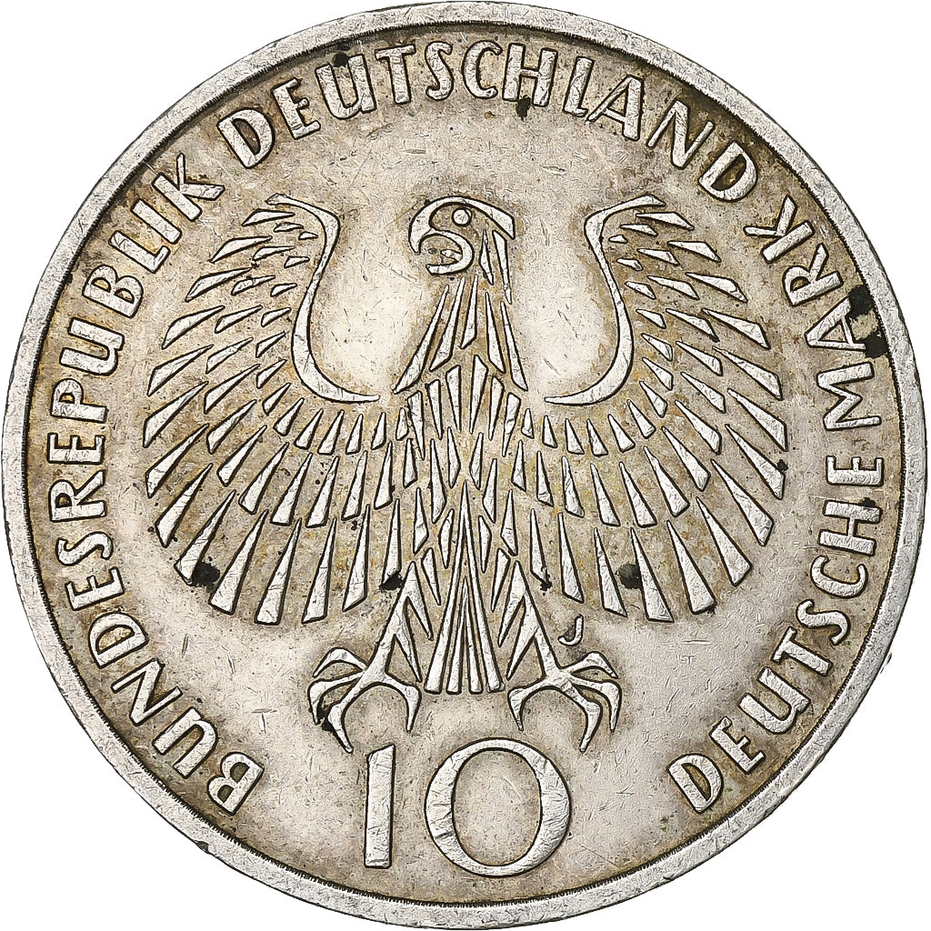 GERMANY - FEDERAL REPUBLIC, 10 Mark, 1972, Hamburg, Silver, AU(50-53), KM:135