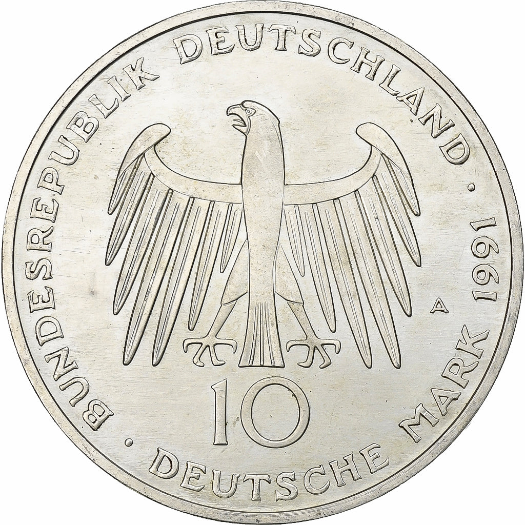 GERMANY - FEDERAL REPUBLIC, 10 Mark, 1991, Berlin, Silver, AU(55-58), KM:177