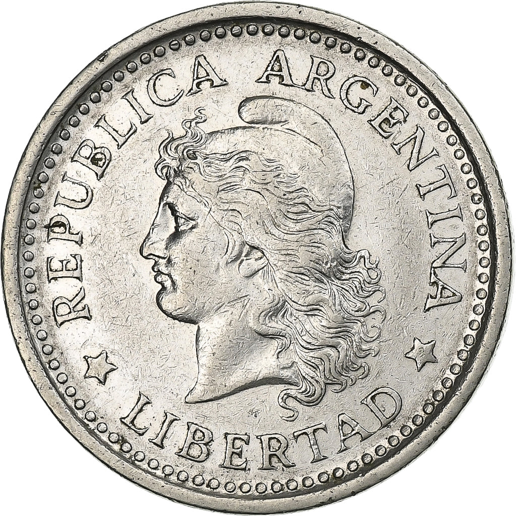 Argentina, Peso, 1959, Nickel Clad Steel, EF(40-45), KM:57