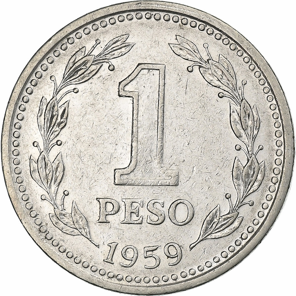 Argentina, Peso, 1959, Nickel Clad Steel, EF(40-45), KM:57
