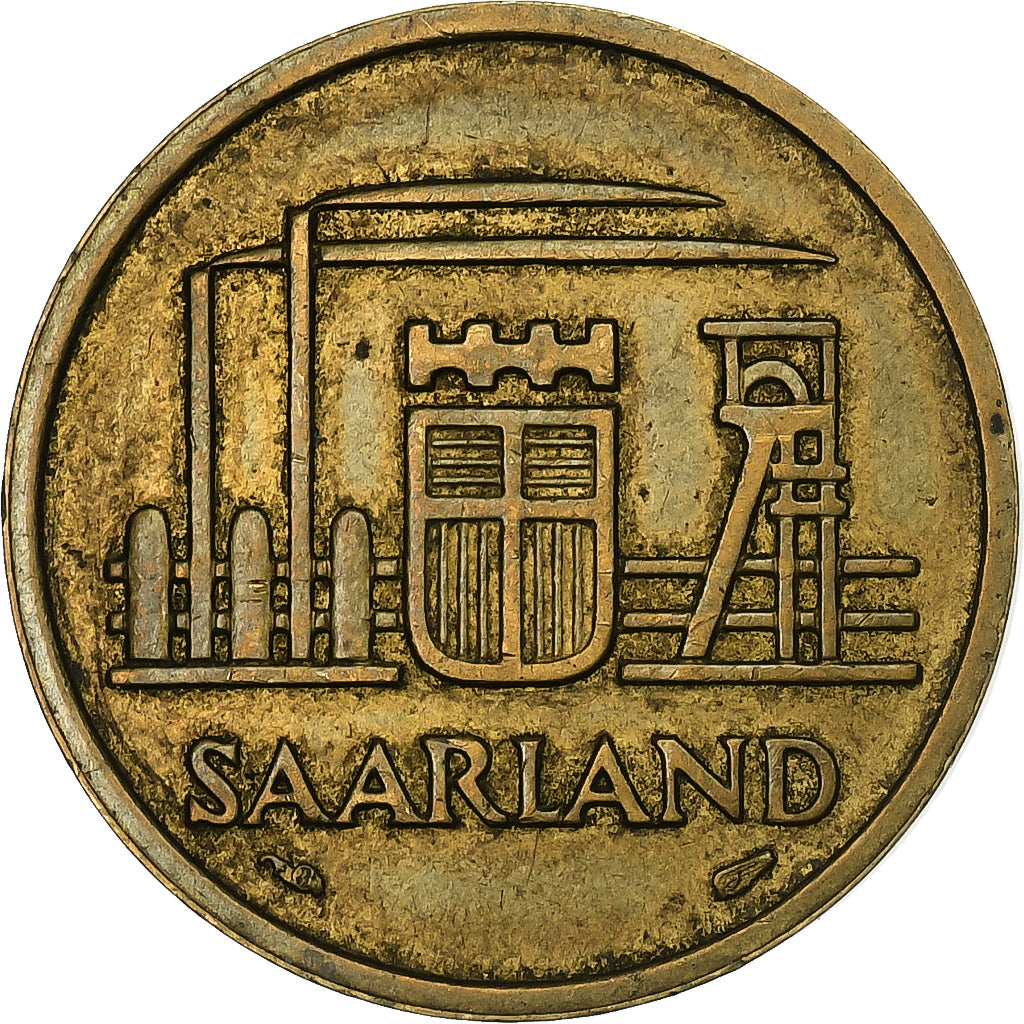 SAARLAND, 20 Franken, 1954, Paris, Aluminum-Bronze, EF(40-45), Gadoury:2, KM:2