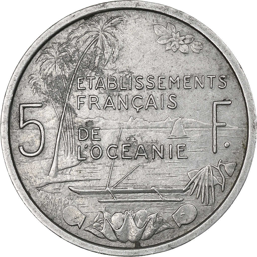OCEANIA FRANCESA, 5 Francs, 1952, Paris, Alumínio, EF(40-45), Lecompte:24, KM:4