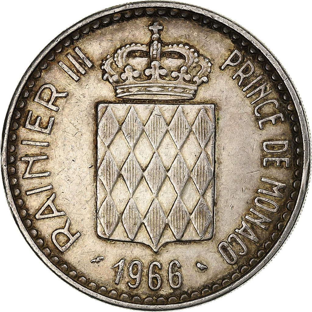 Monaco, Rainier III, 10 Francs, 1966, Paris, Silver, AU(50-53), Gadoury:MC155