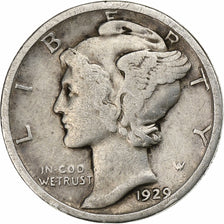 United States, Dime, Mercury, 1929, U.S. Mint, Silver, EF(40-45), KM:140