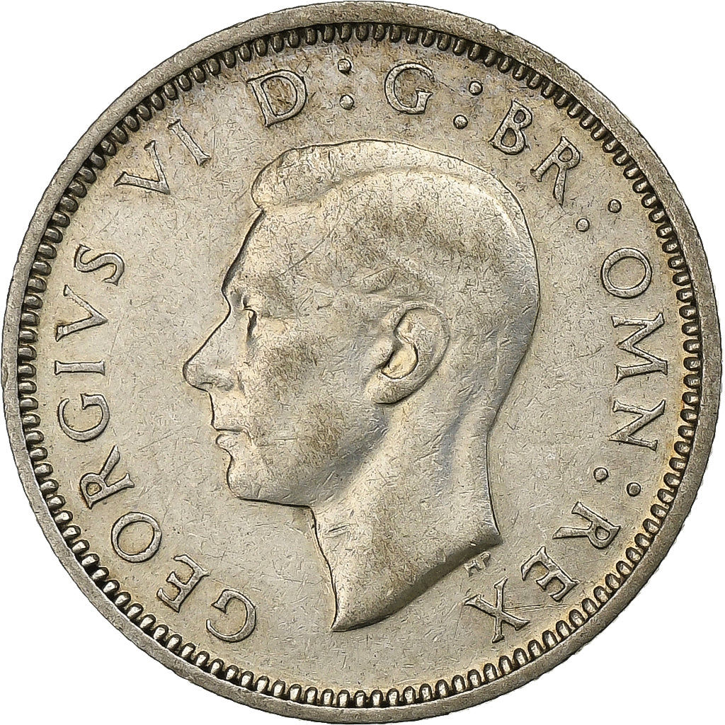Great Britain, George VI, 6 Pence, 1942, Silver, AU(50-53), KM:852