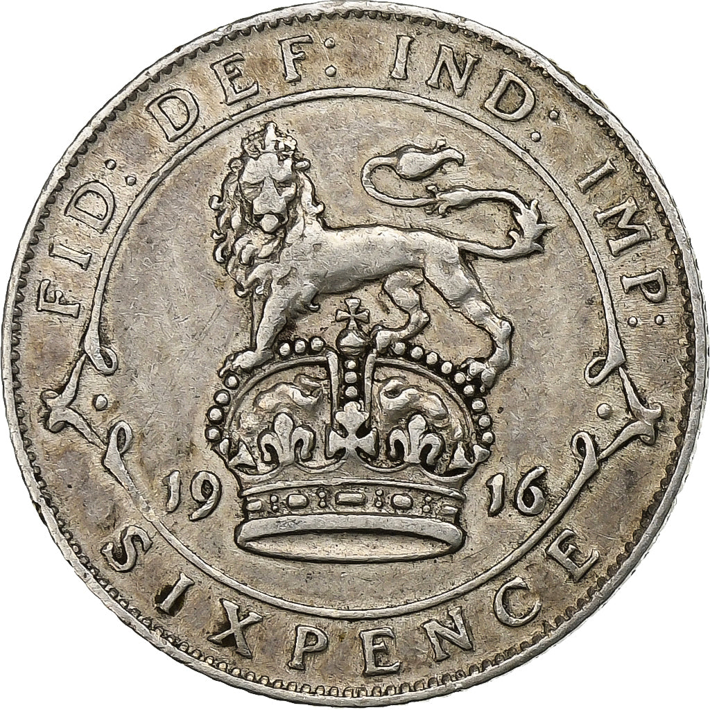 Great Britain, George V, 6 Pence, 1916, Silver, EF(40-45), KM:815