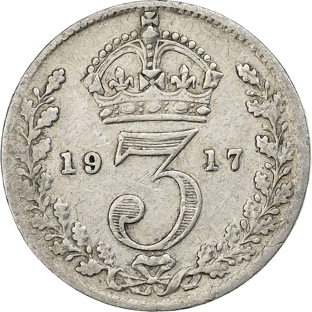 Grande-Bretagne, George V, 3 Pence, 1917, Argent, TB+, KM:813