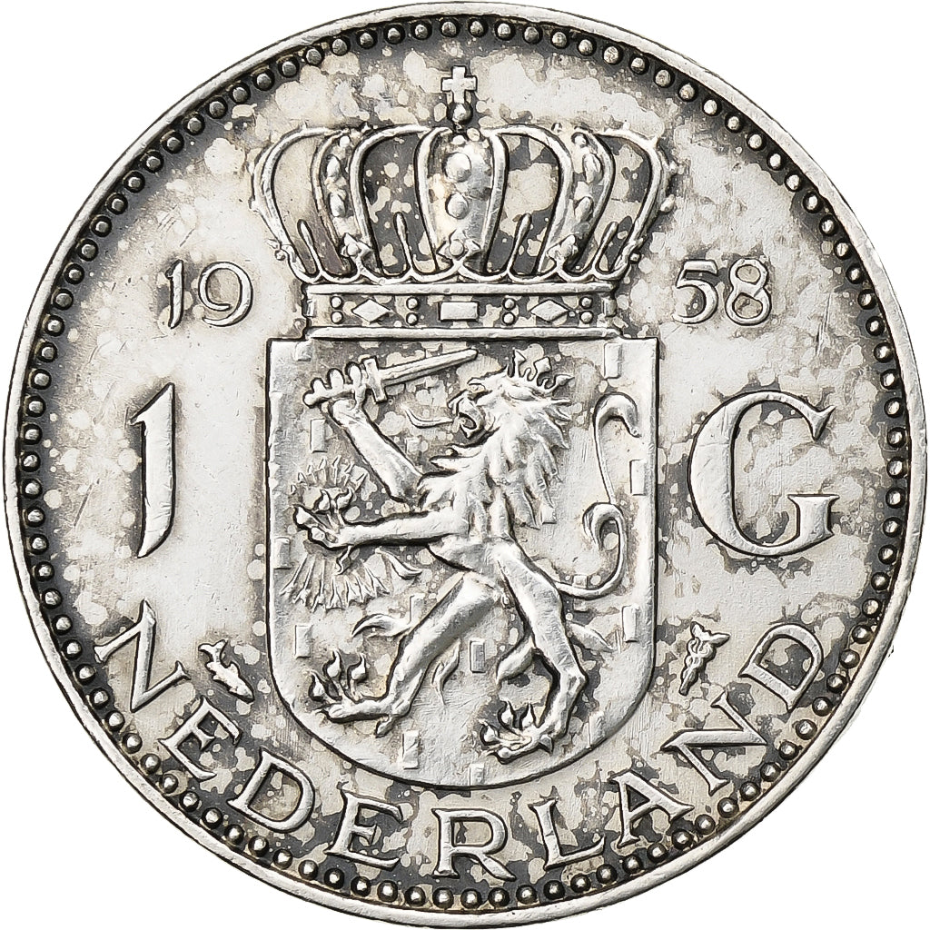 Niederlande, Juliana, Gulden, 1958, Silber, SS, KM:184