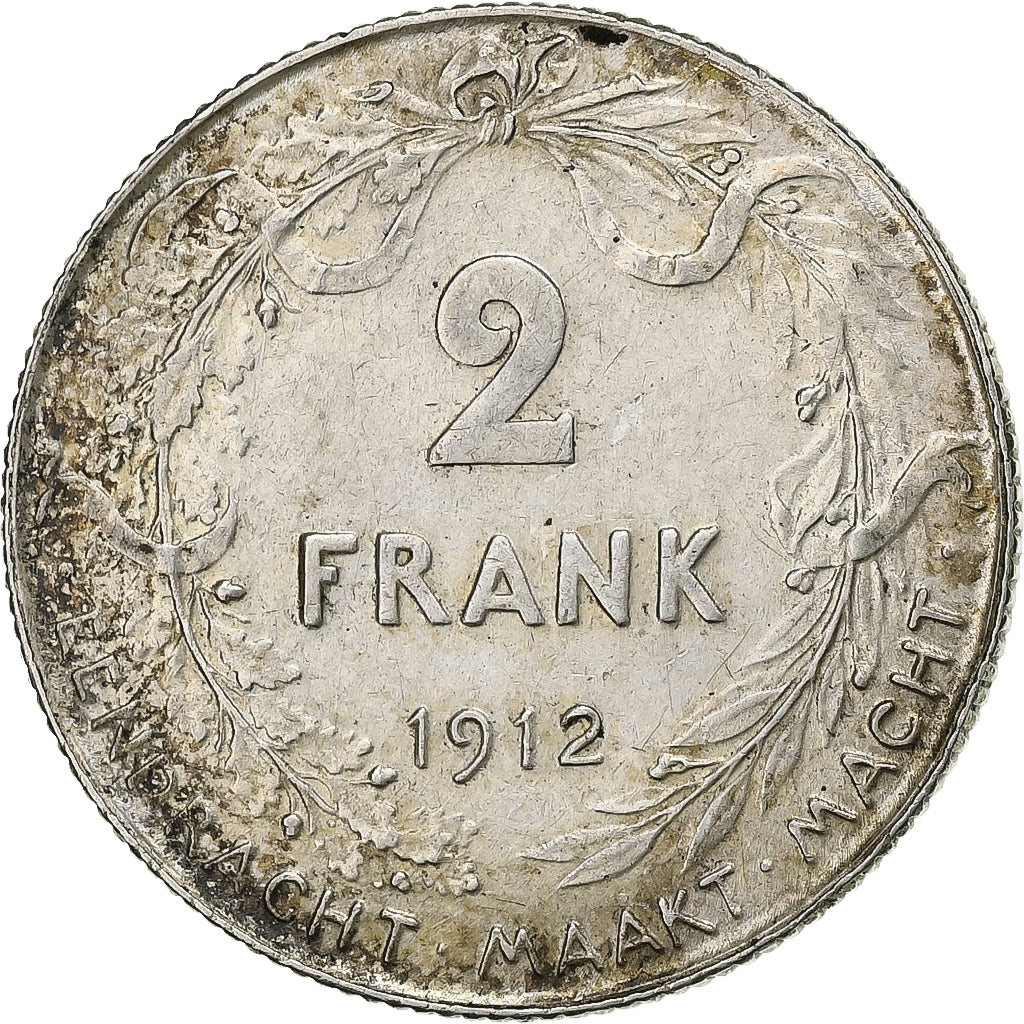Bélgica, Albert I, 2 Francs, 2 Frank, 1912, Prata, EF(40-45), KM:75