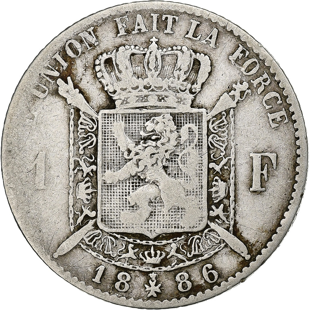 Belgium, Leopold II, Franc, 1886/66, Silver, VF(30-35), KM:28.1