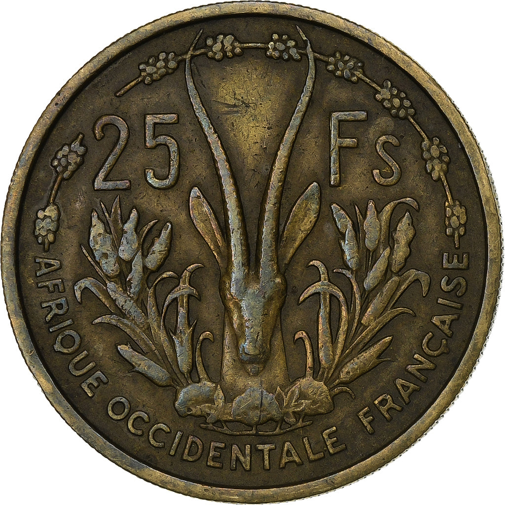 África Ocidental Francesa, 25 Francs, 1956, Paris, Alumínio-Bronze, EF(40-45)