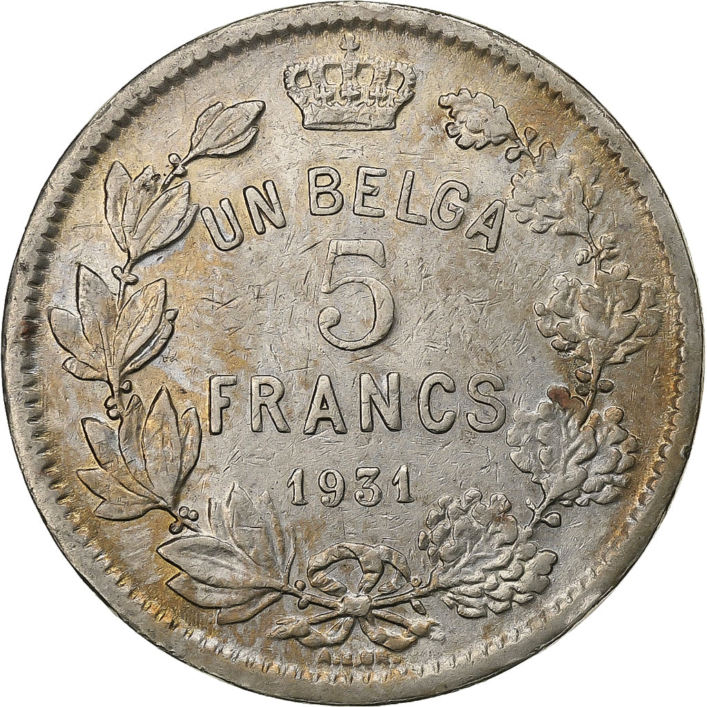Belgium, Albert I, 5 Francs, 5 Frank, 1931, Nickel, EF(40-45), KM:97.1