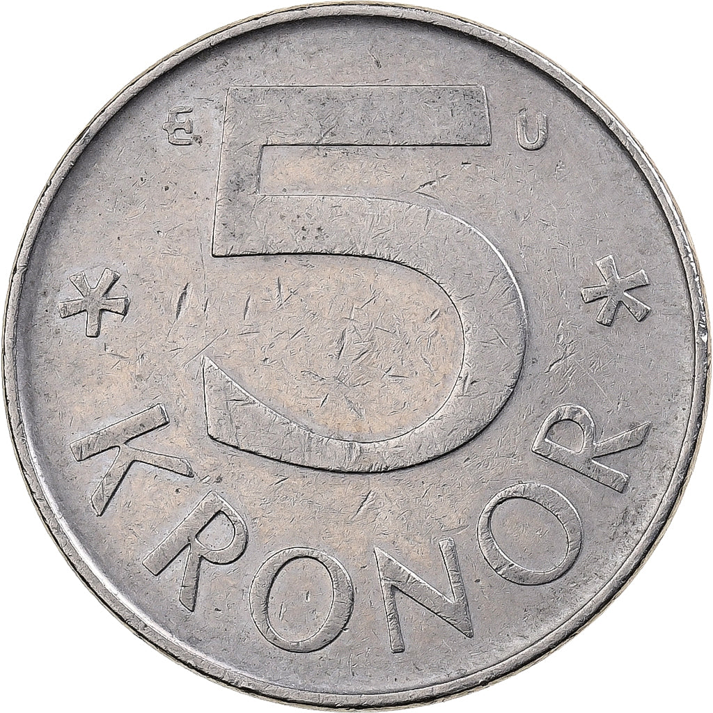 Svezia, Carl XVI Gustaf, 5 Kronor, 1984, Rame-nichel, BB, KM:853
