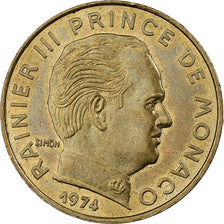 Monaco, Rainier III, 20 Centimes, 1974, Chouette, Aluminum-Bronze, AU(50-53)