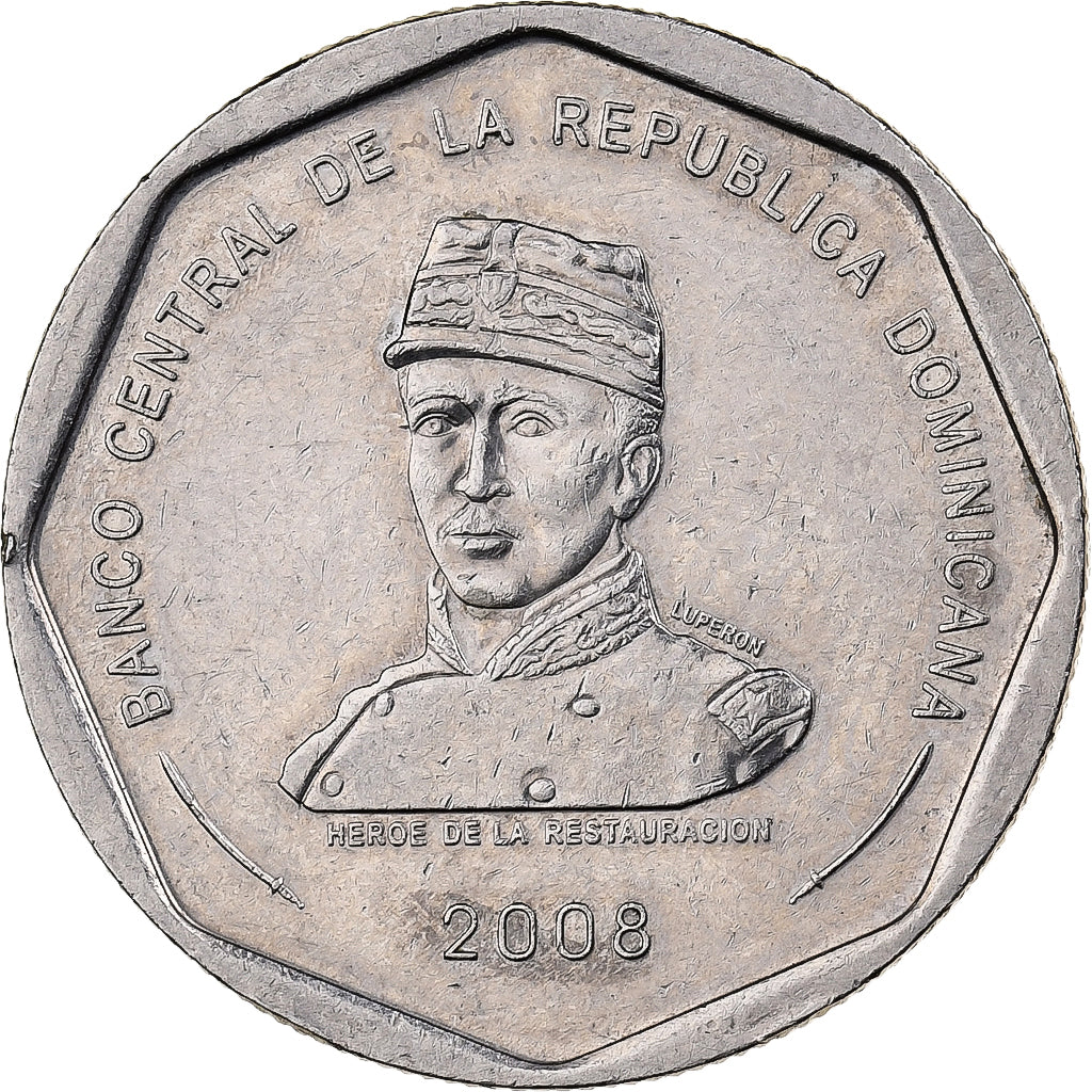 Dominican Republic, 25 Pesos, 2008, Kupfer-Nickel, SS+, KM:107