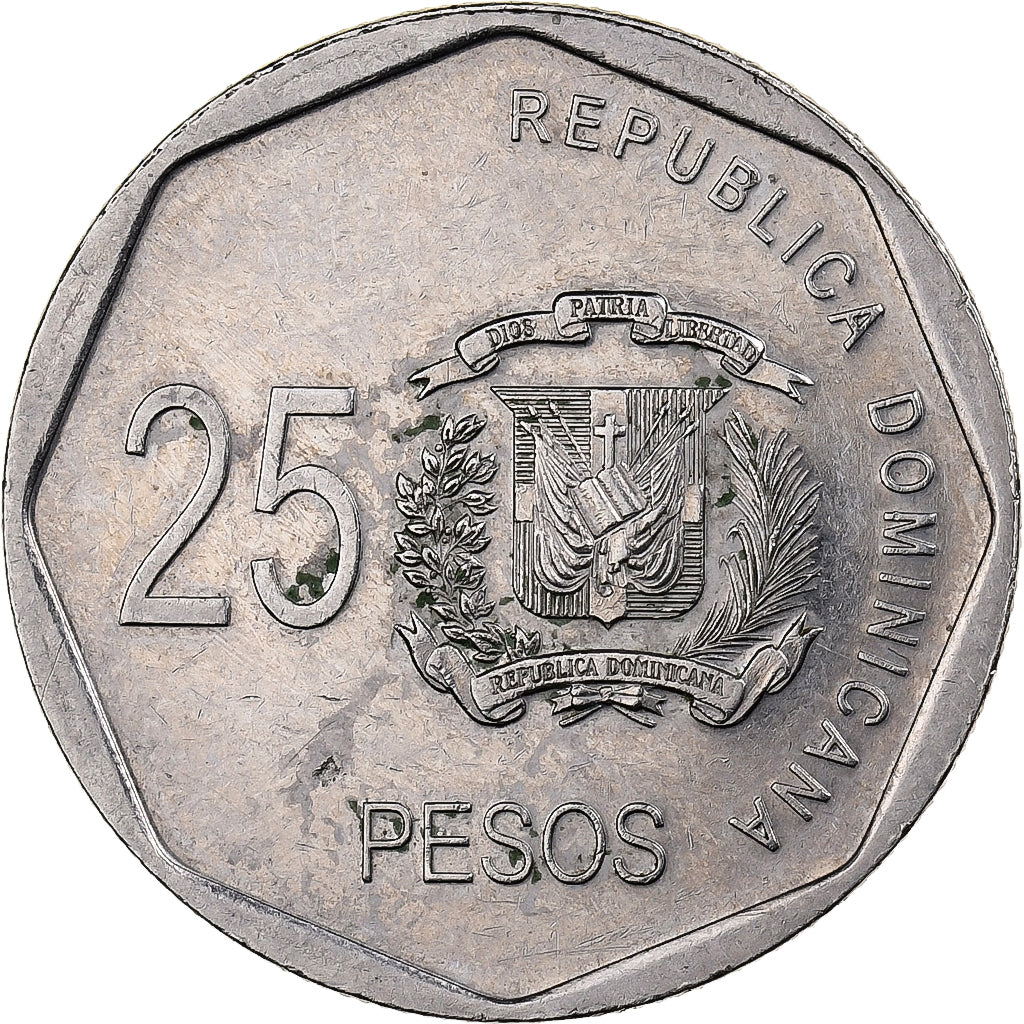 Dominican Republic, 25 Pesos, 2008, Kupfer-Nickel, SS+, KM:107