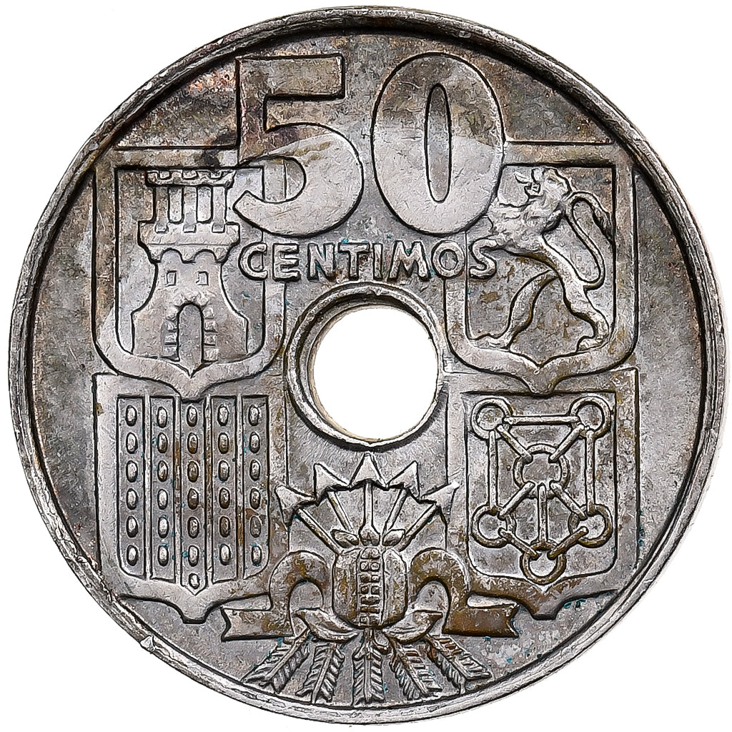 Spain, Francisco Franco, caudillo, 50 Centimos, 1964, Madrid, Copper-nickel