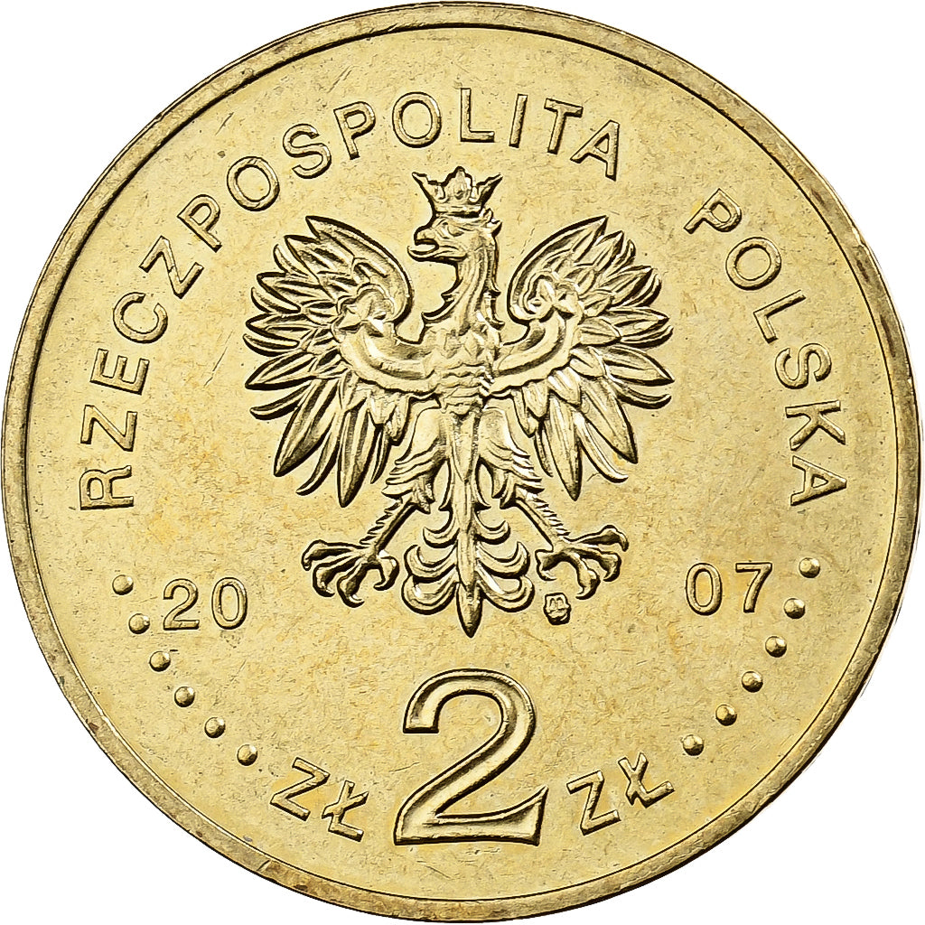 Poland, 2 Zlote, 2007, Warsaw, Brass, AU(55-58), KM:610
