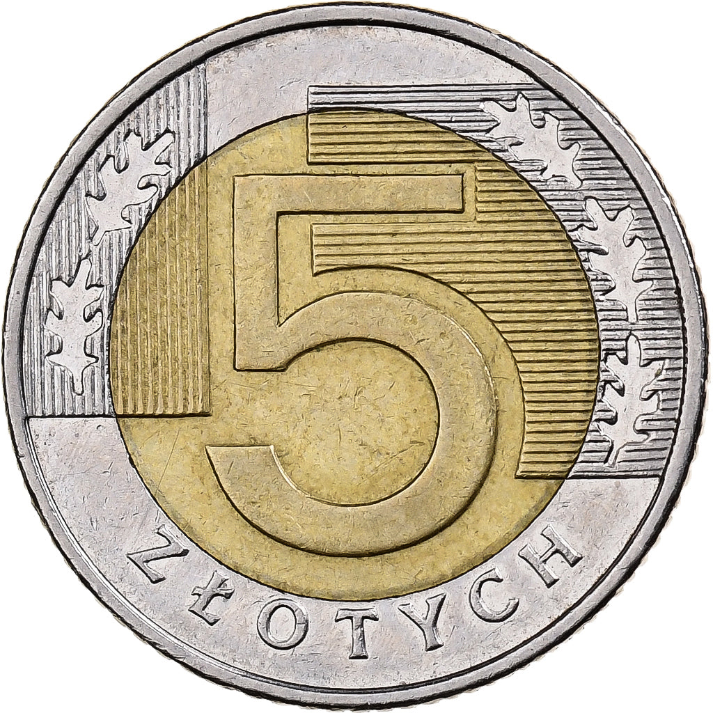 Poland, 5 Zlotych, 2010, Warsaw, Bi-Metallic, AU(55-58), KM:284