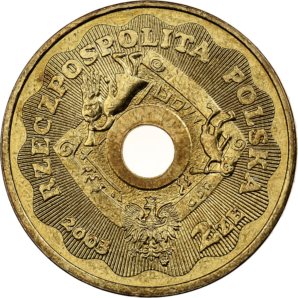 Polen, 2 Zlote, 2003, Warsaw, Messing, VZ, KM:446