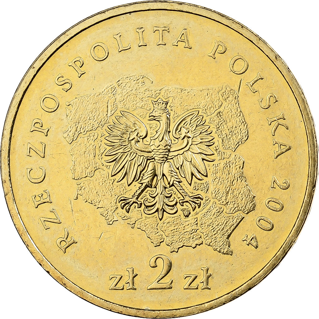 Poland, 2 Zlote, 2004, Warsaw, Brass, AU(55-58), KM:492