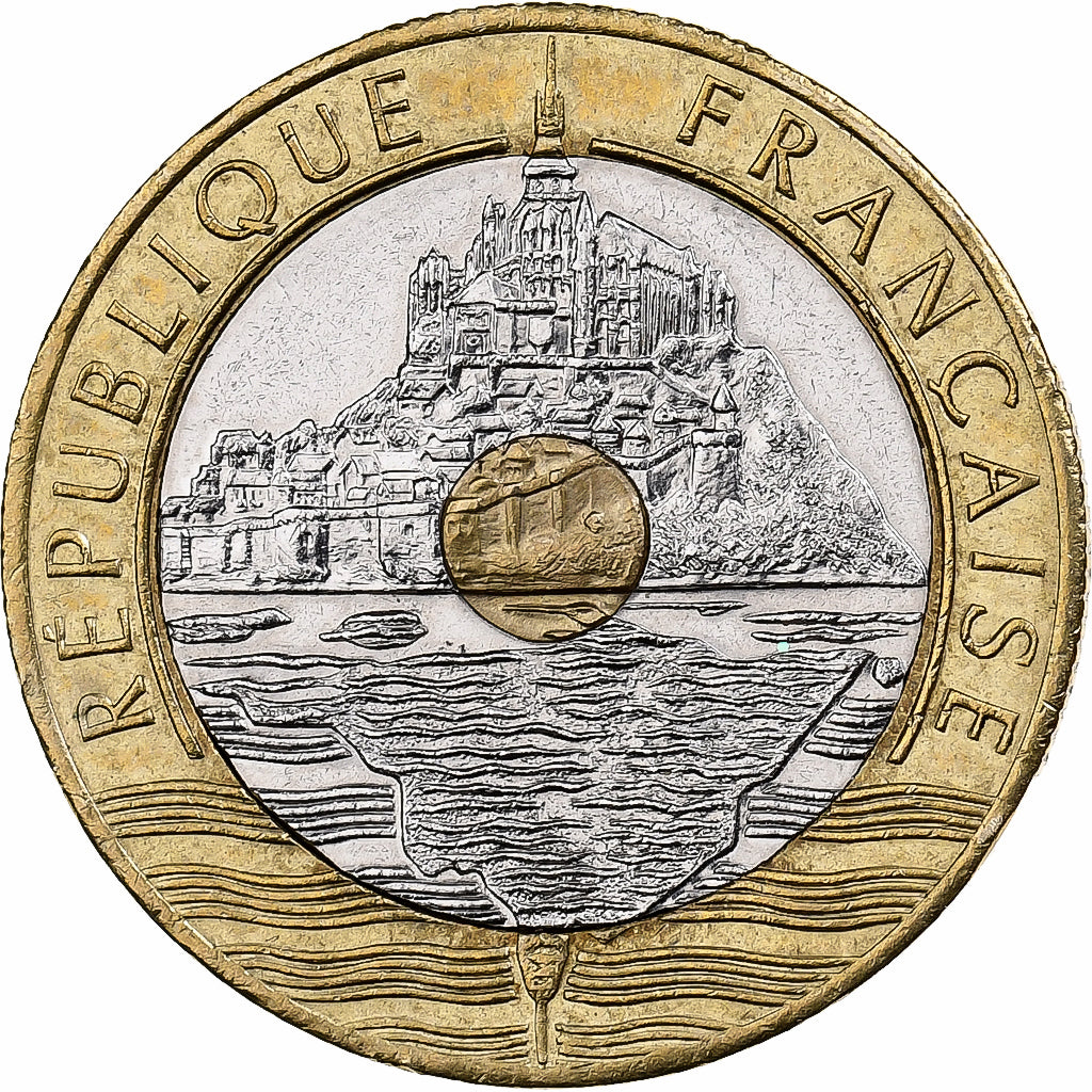 Francia, 20 Francs, Mont Saint Michel, 1992, Tri-metallico, SPL-, Gadoury:871