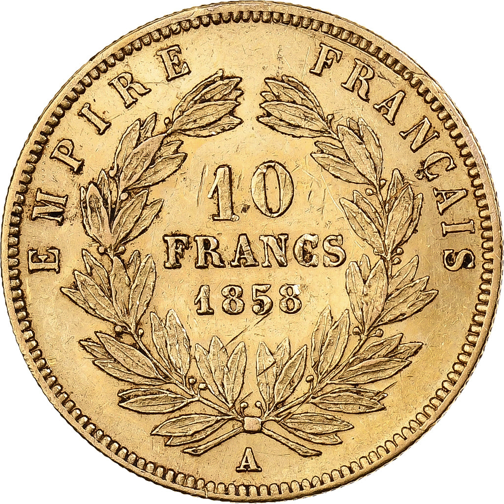 Frankreich, Napoleon III, 10 Francs, 1858, Paris, Gold, SS, Gadoury:1014