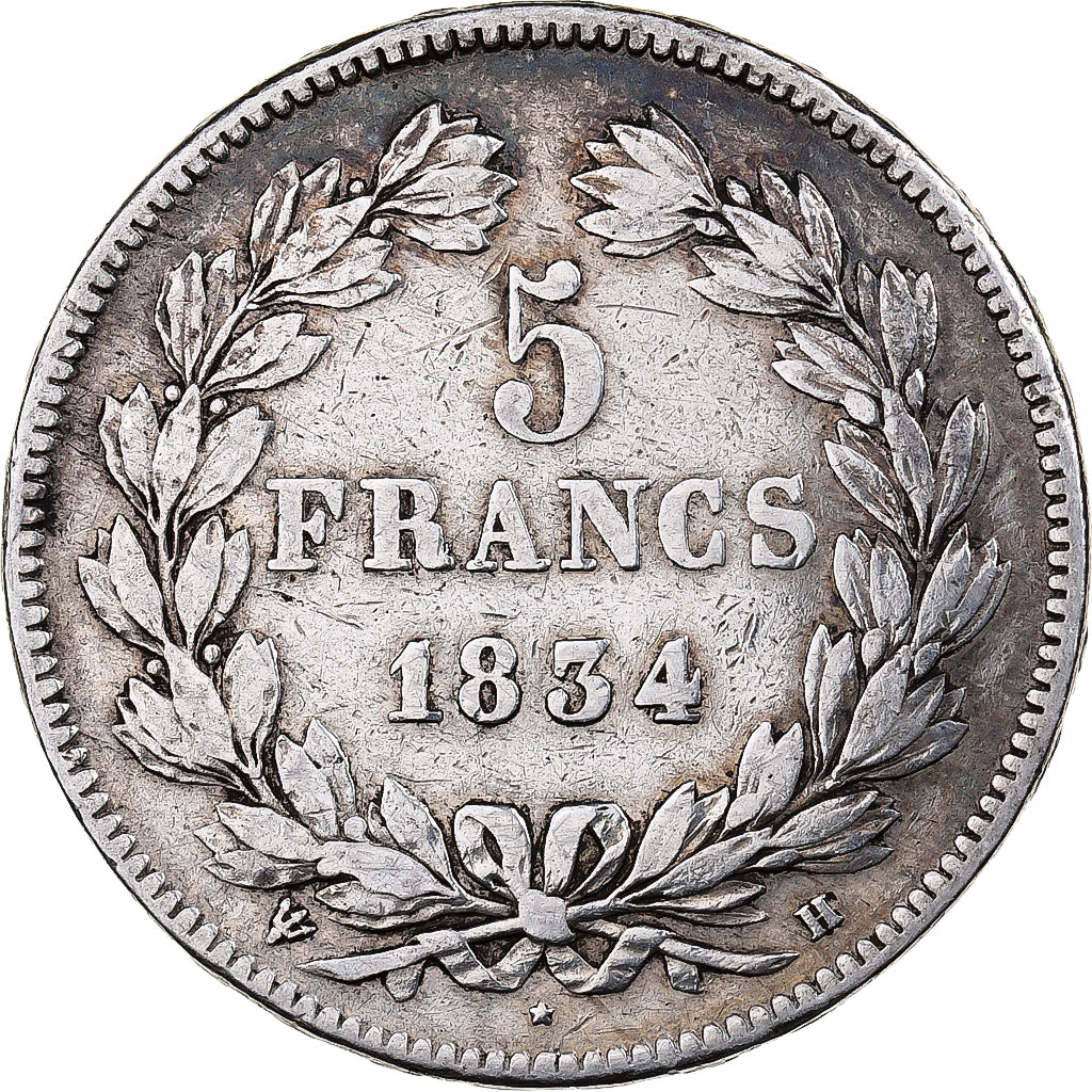 France, Louis-Philippe I, 5 Francs, Louis-Philippe, 1834, La Rochelle, Silver