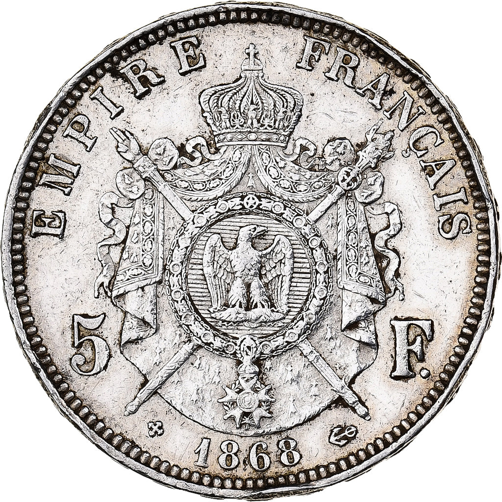 France, Napoleon III, 5 Francs, 1868, Strasbourg, Silver, EF(40-45)