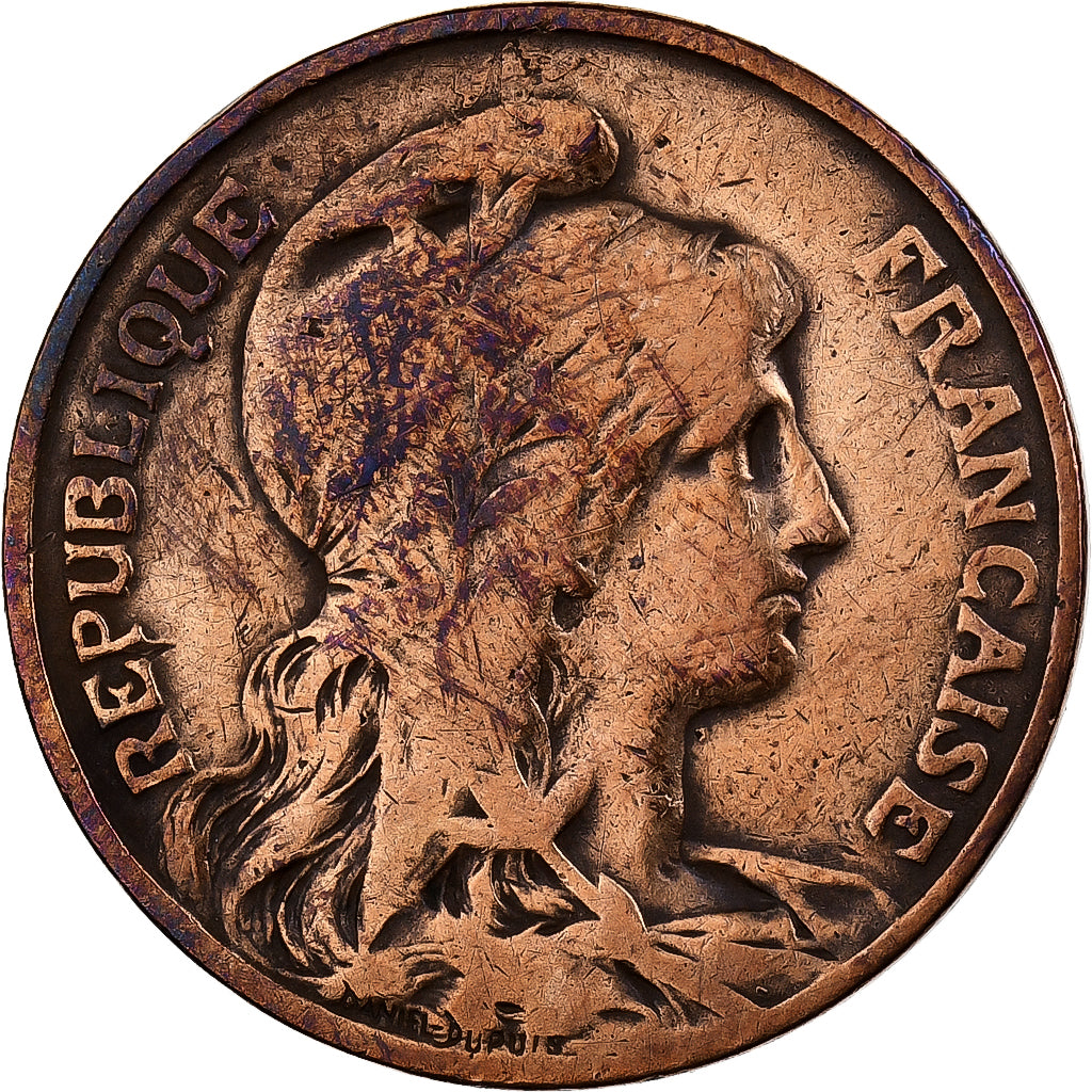 Frankrijk, 10 Centimes, Dupuis, 1901, Paris, Bronzen, FR, Gadoury:277, KM:843
