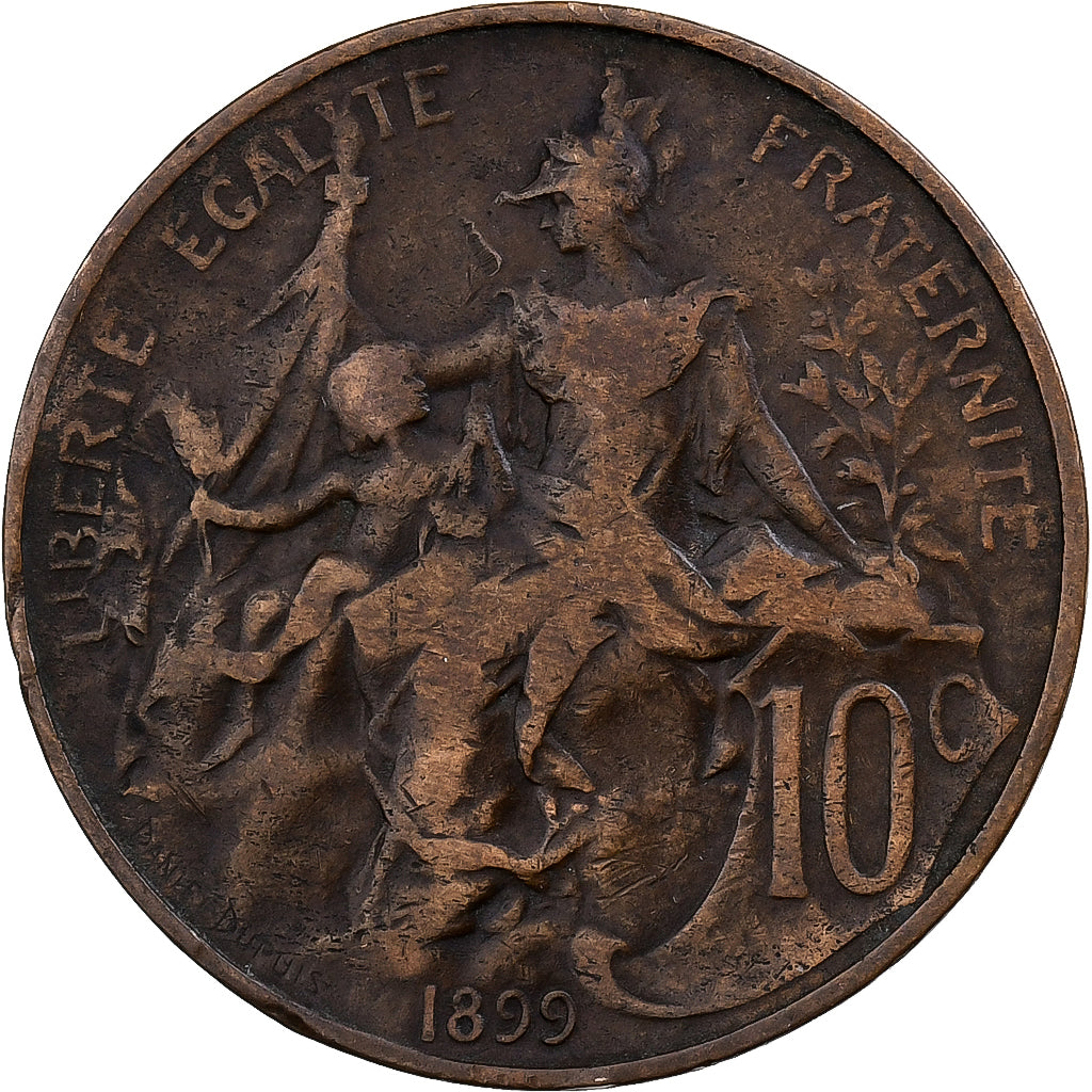 Francja, 10 Centimes, Dupuis, 1899, Paris, Brązowy, VF(20-25), Gadoury:277
