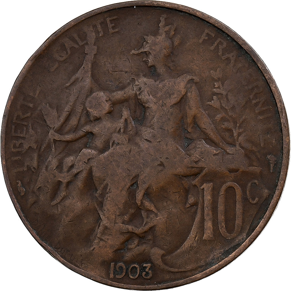 França, 10 Centimes, Dupuis, 1903, Paris, Bronze, VF(20-25), Gadoury:277