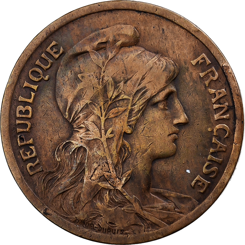 França, 10 Centimes, Dupuis, 1915, Paris, Bronze, VF(30-35), Gadoury:277