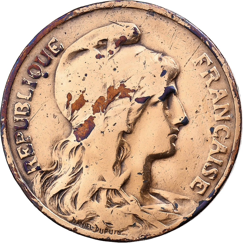 França, 10 Centimes, Dupuis, 1907, Paris, Bronze, VF(20-25), Gadoury:277