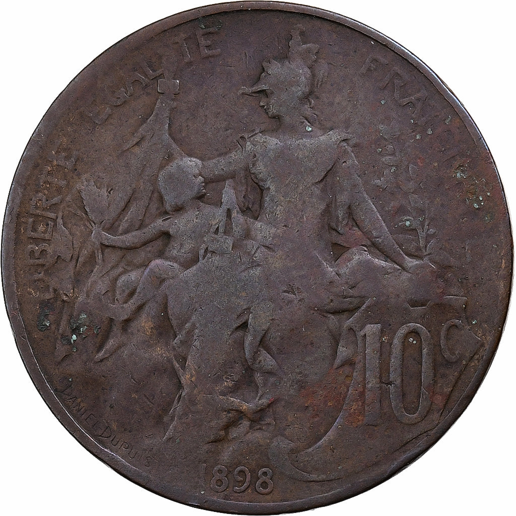 Frankreich, 10 Centimes, Dupuis, 1898, Paris, Bronze, S, Gadoury:277, KM:843