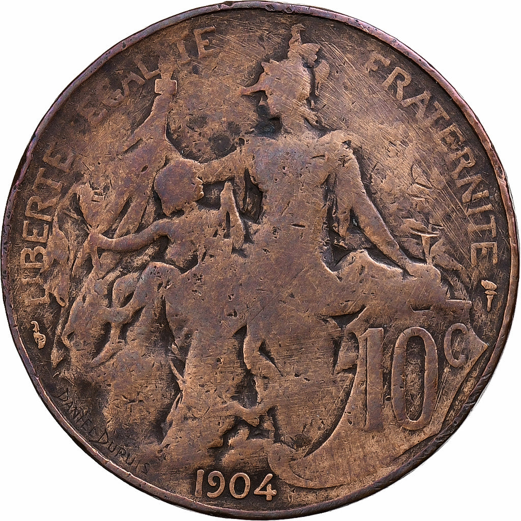 France, 10 Centimes, Dupuis, 1904, Paris, Bronze, TB, Gadoury:277, KM:843