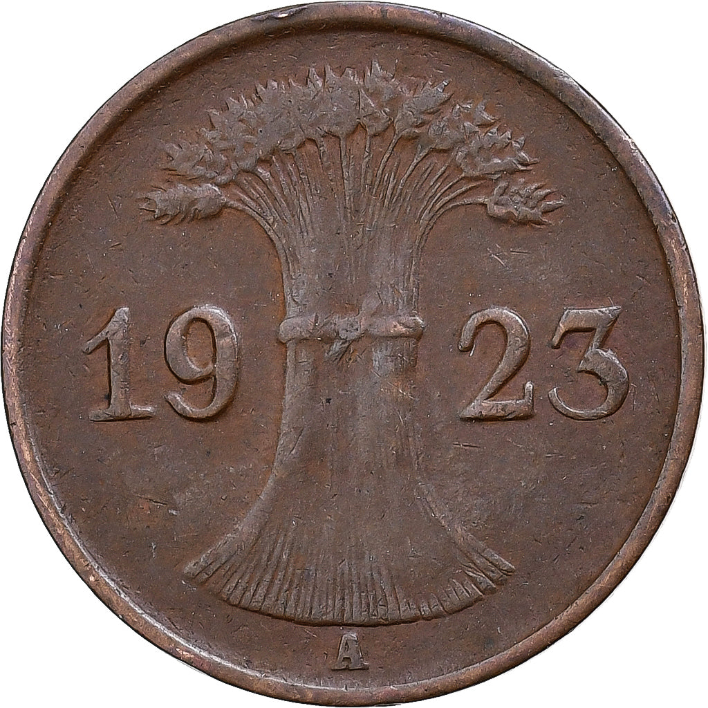 NIEMCY, REP. WEIMARSKA, Rentenpfennig, 1923, Berlin, Brązowy, EF(40-45), KM:30