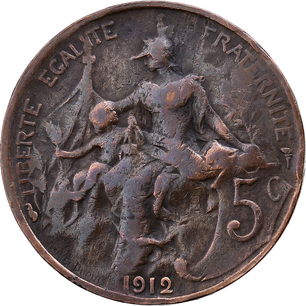 França, 5 Centimes, Dupuis, 1912, Paris, Bronze, EF(40-45), Gadoury:165, KM:842