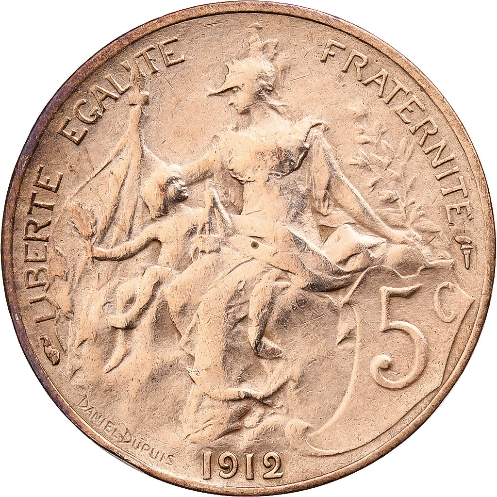 Francja, 5 Centimes, Dupuis, 1912, Paris, Brązowy, AU(50-53), Gadoury:165