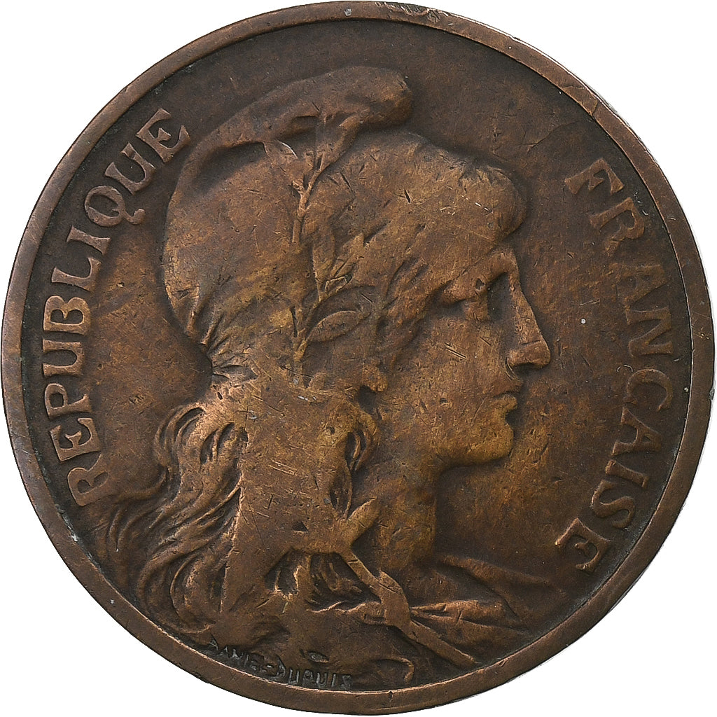 Francia, 5 Centimes, Dupuis, 1909, Paris, Bronzo, BB, Gadoury:165, KM:842