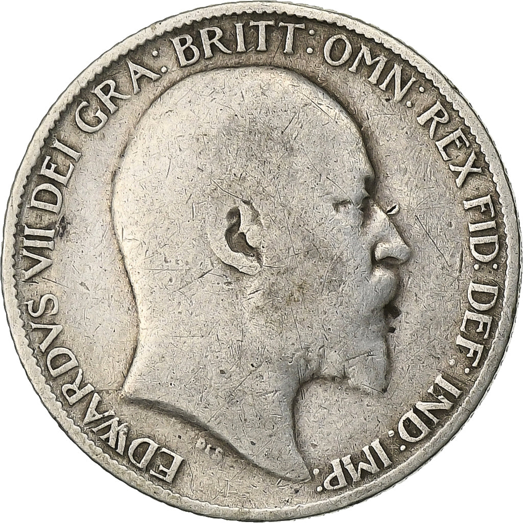 Grande-Bretagne, Edward VII, 6 Pence, 1907, Argent, TB+, KM:799