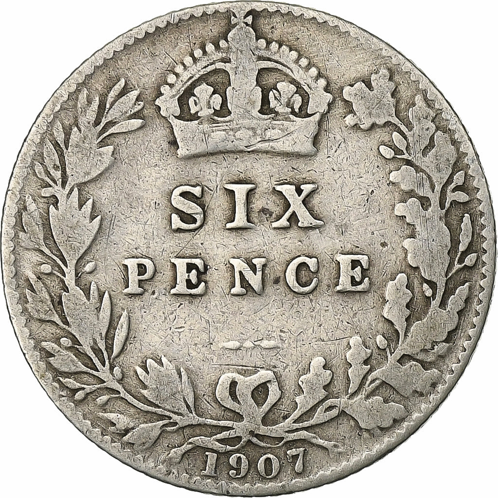 Grande-Bretagne, Edward VII, 6 Pence, 1907, Argent, TB+, KM:799