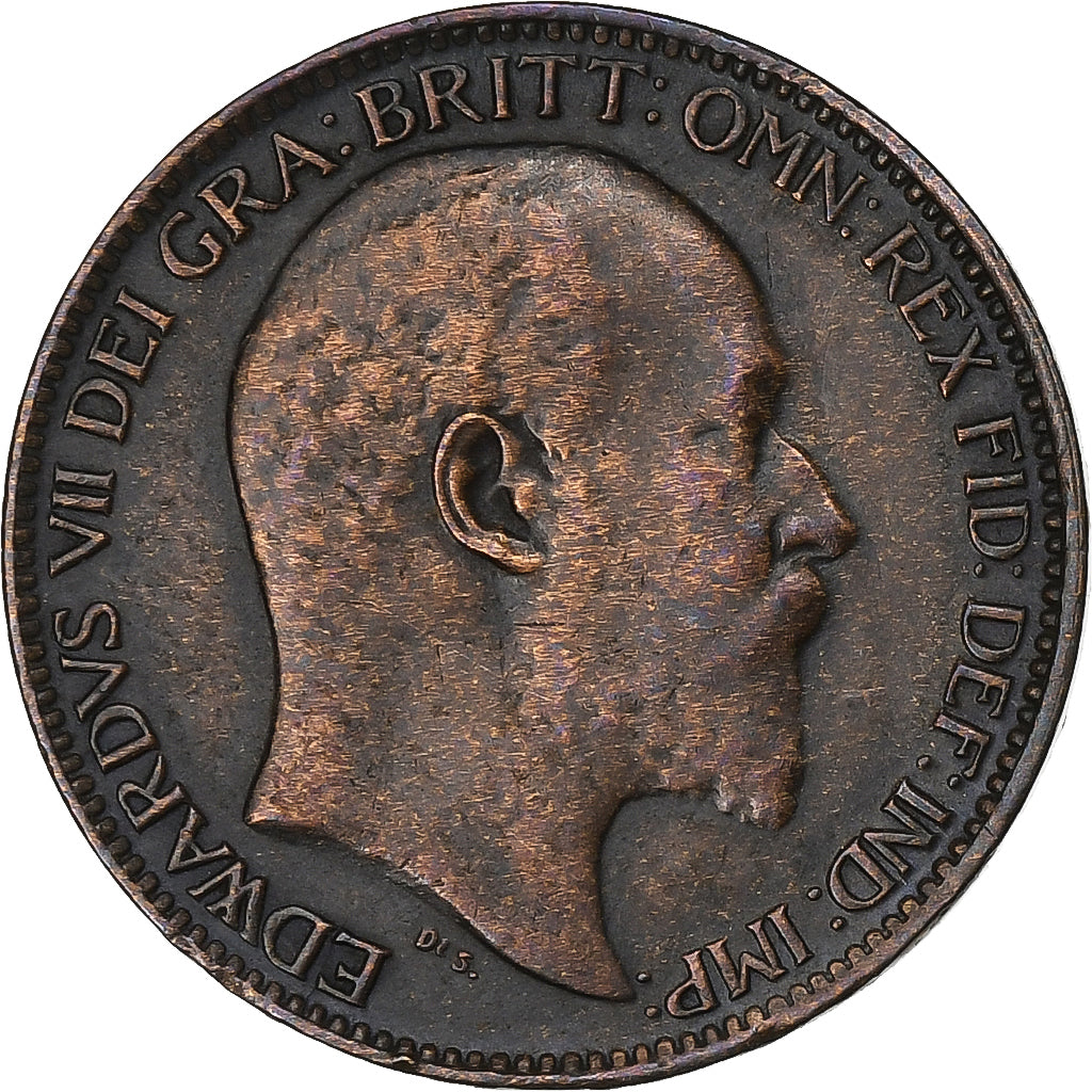 Gran Bretagna, Edward VII, Farthing, 1909, Bronzo, BB, KM:792