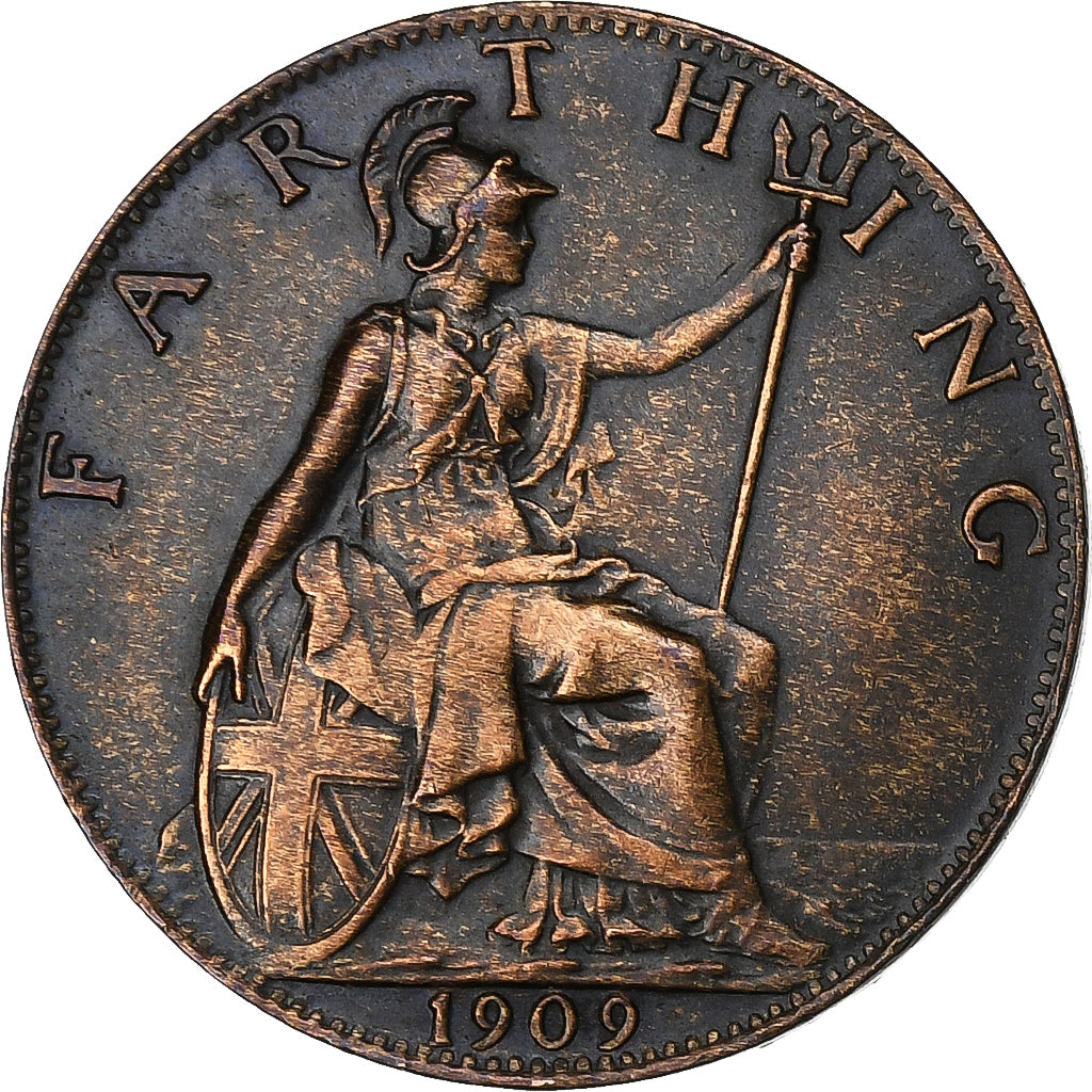 Gran Bretagna, Edward VII, Farthing, 1909, Bronzo, BB, KM:792